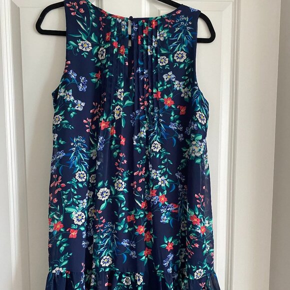 ROSE & OLIVE SUMMER LIGHTWEIGHT BLUE FLORAL A-STYLE SWING DRESS SIZE M - Picture 6 of 10